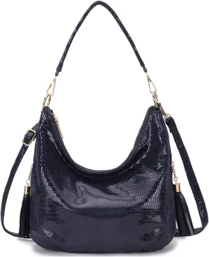 Womens Hobo Handbags PU Leather Shoulder Bags Ladies Hobo Purses Large Shoulder Bag Crossbody Bags with Tassel