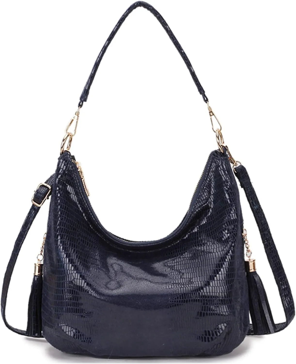 Womens Hobo Handbags PU Leather Shoulder Bags Ladies Hobo Purses Large Shoulder Bag Crossbody Bags with Tassel