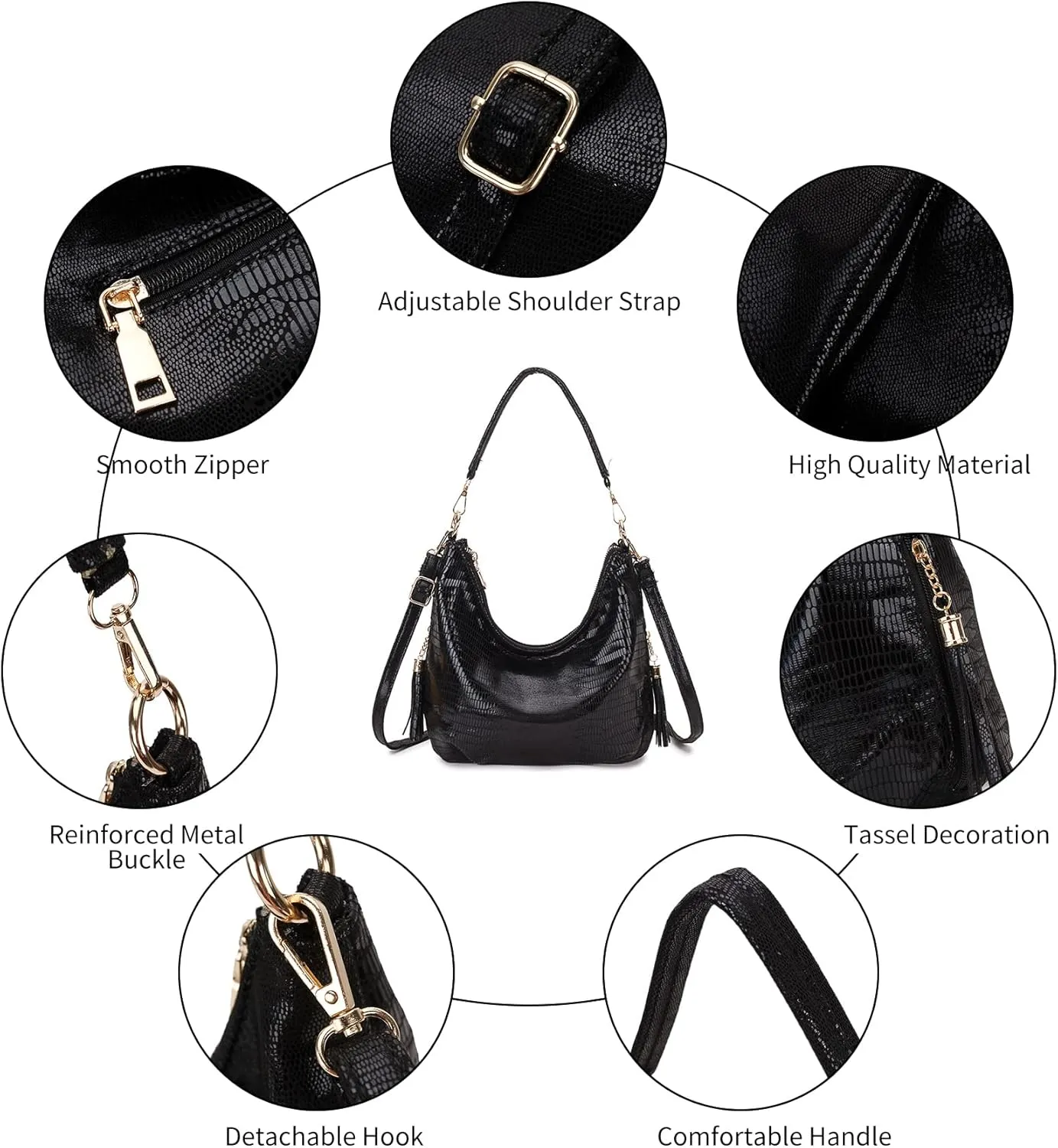 Womens Hobo Handbags PU Leather Shoulder Bags Ladies Hobo Purses Large Shoulder Bag Crossbody Bags with Tassel
