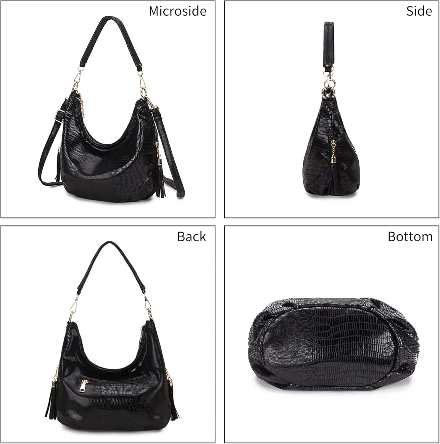 Womens Hobo Handbags PU Leather Shoulder Bags Ladies Hobo Purses Large Shoulder Bag Crossbody Bags with Tassel