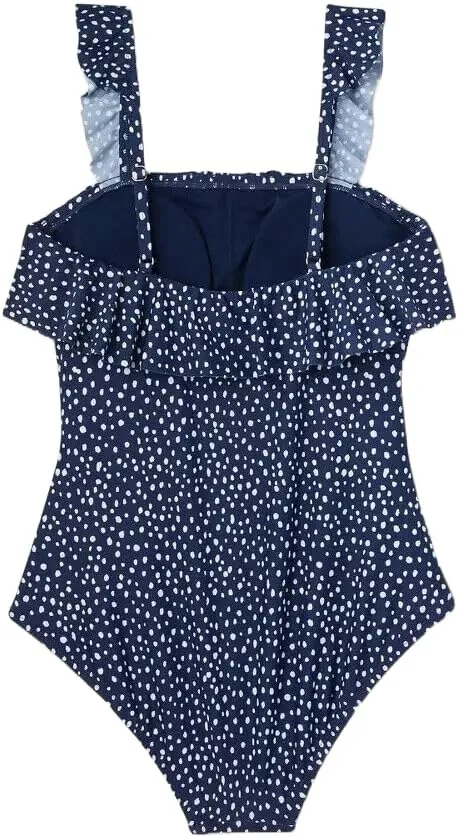 Women's Polka Dot Ruffle Shoulder One Piece Swimsuit