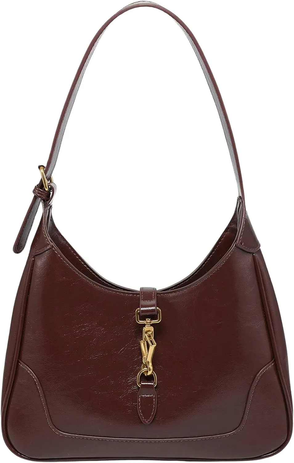 Women's PU Leather Clasp Shoulder Bag Adjustable Strap Vintage Hobo Handbags Purse