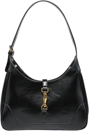 Women's PU Leather Clasp Shoulder Bag Adjustable Strap Vintage Hobo Handbags Purse