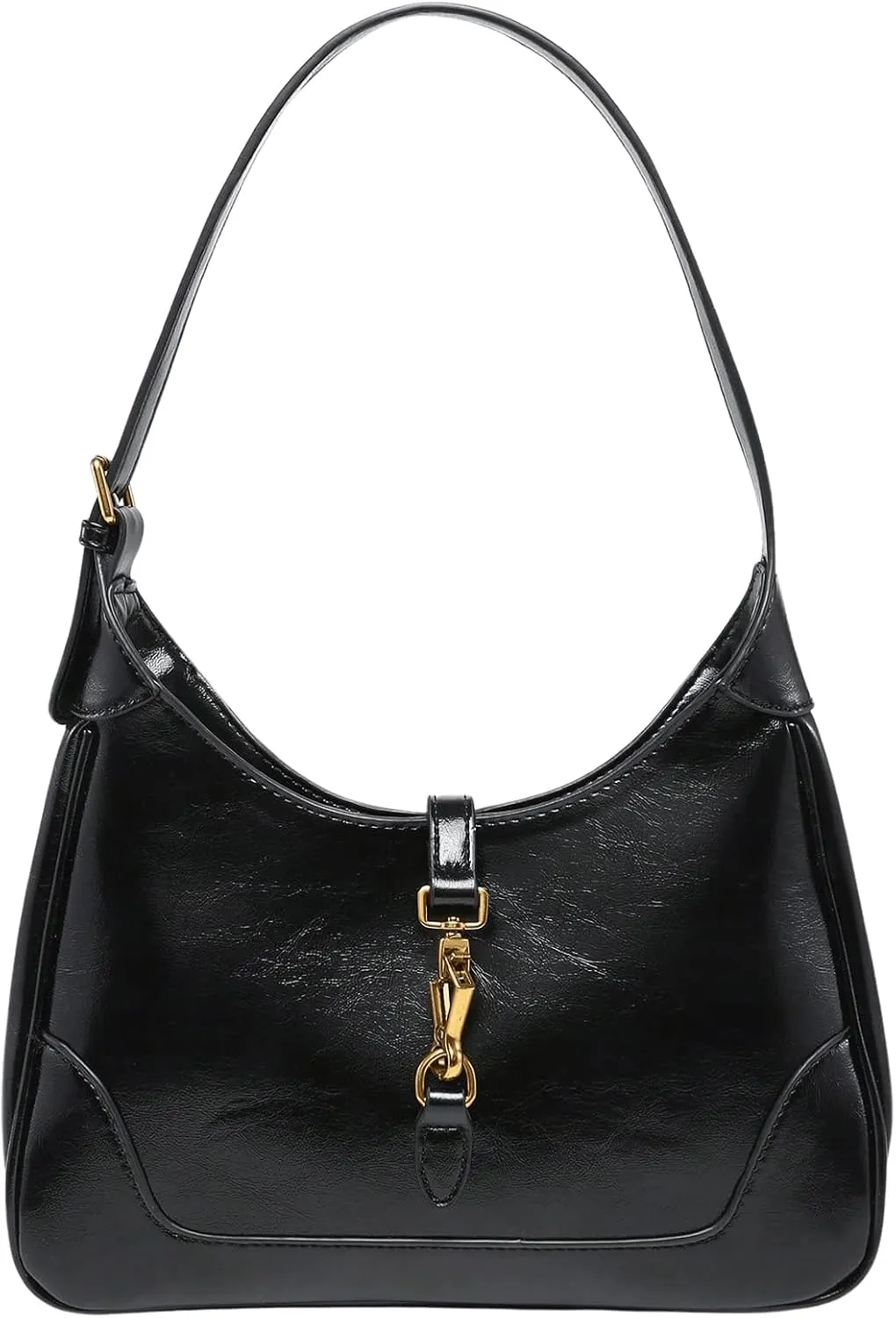 Women's PU Leather Clasp Shoulder Bag Adjustable Strap Vintage Hobo Handbags Purse