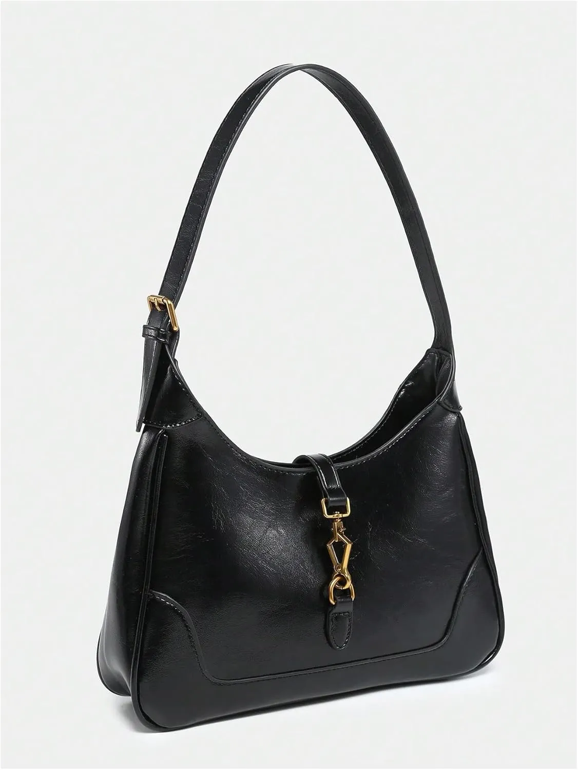 Women's PU Leather Clasp Shoulder Bag Adjustable Strap Vintage Hobo Handbags Purse