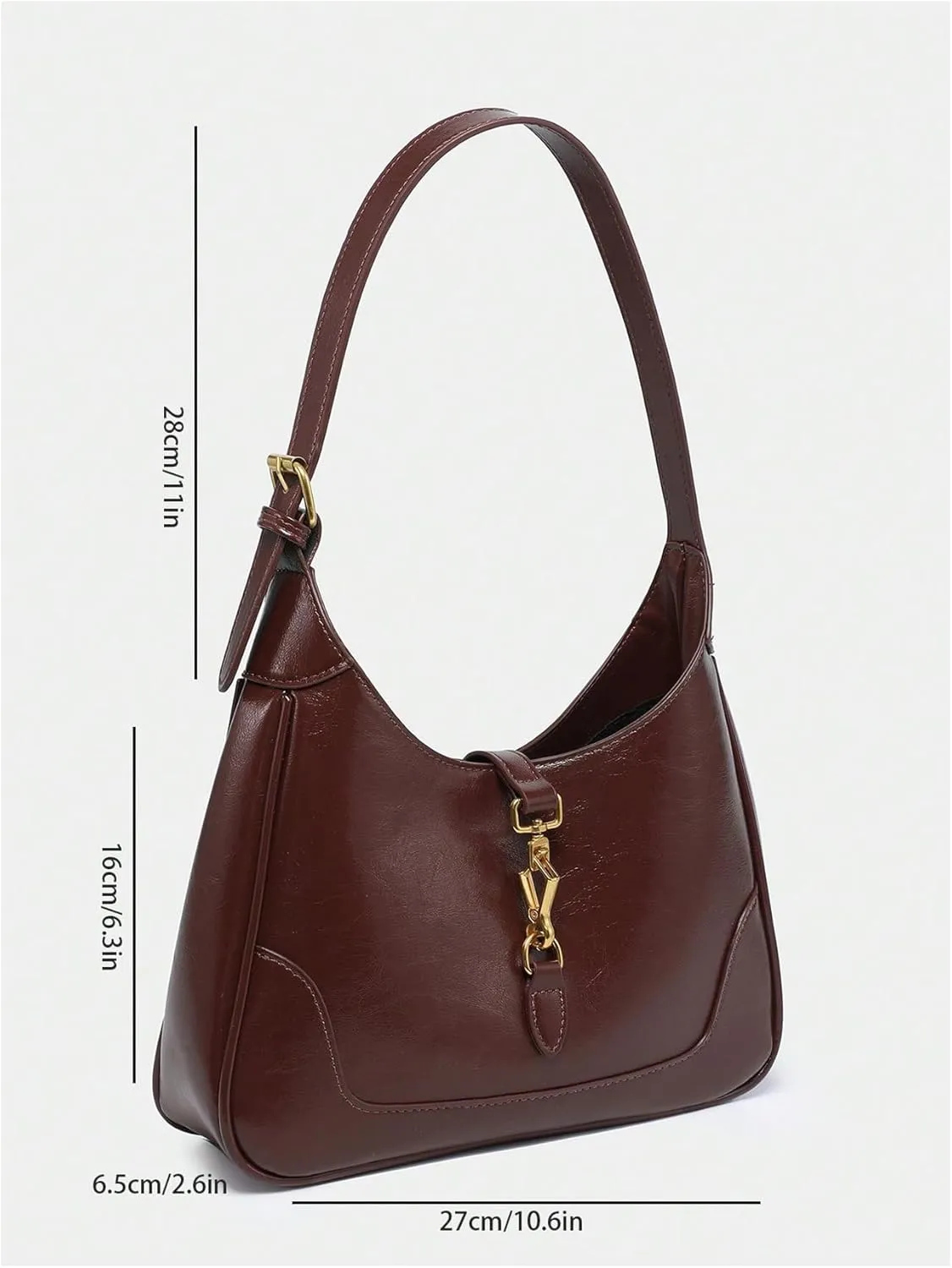 Women's PU Leather Clasp Shoulder Bag Adjustable Strap Vintage Hobo Handbags Purse