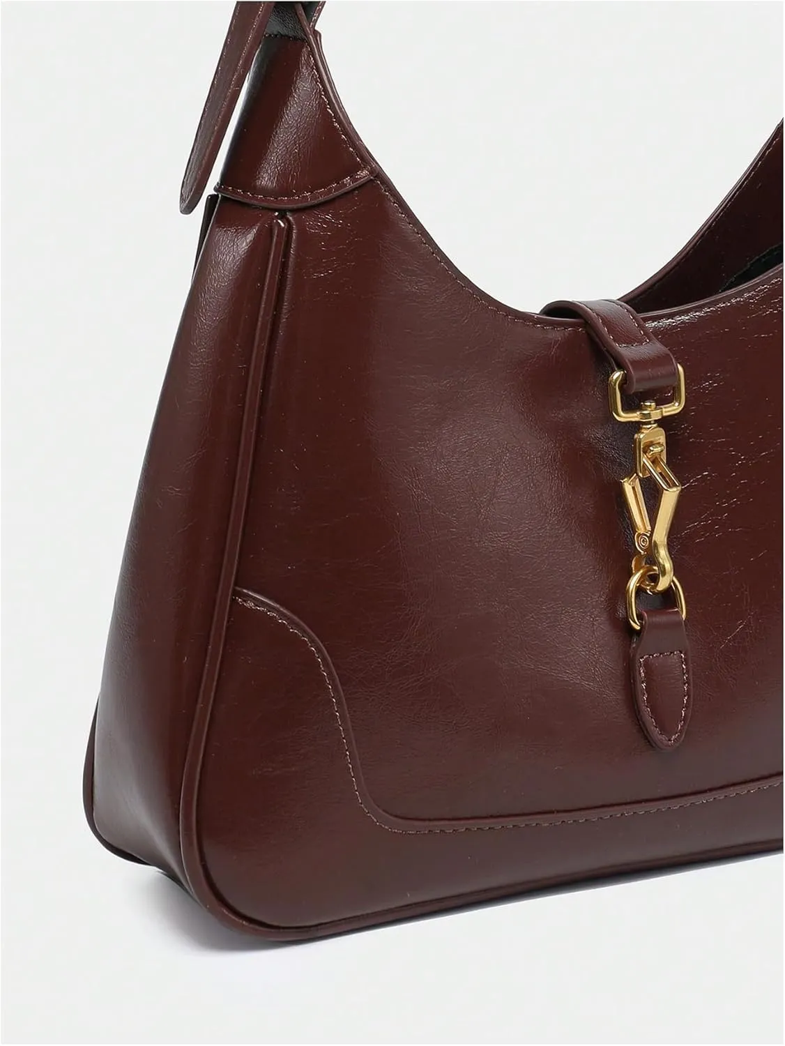 Women's PU Leather Clasp Shoulder Bag Adjustable Strap Vintage Hobo Handbags Purse