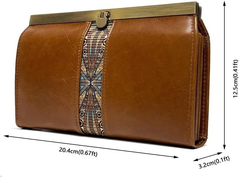 Women's Purse Long Korean Version Oil Wax Leather Purse Cowhide Women's Multi-slot Clutch Bag