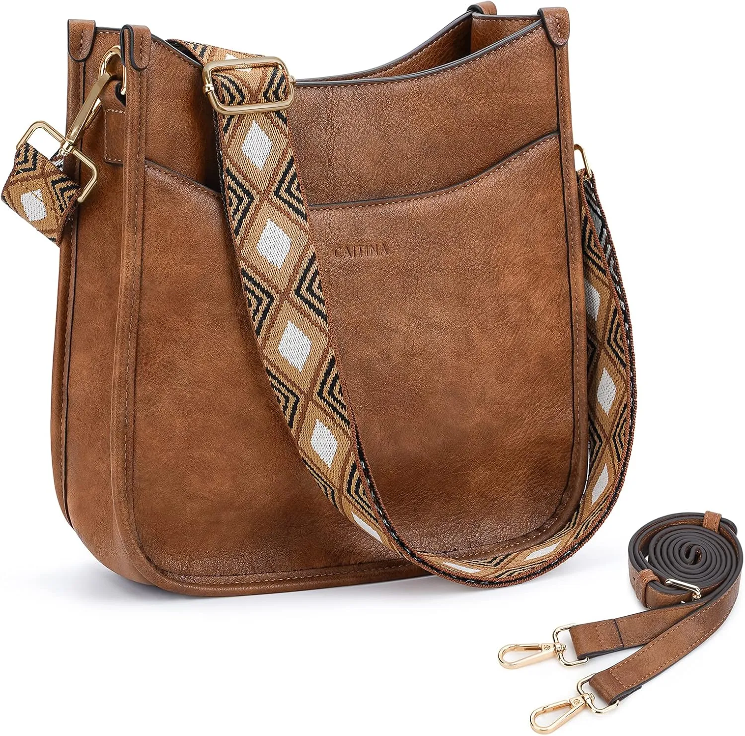 Women's Shoulder Handbags Fashion Vegan Leather Crossbody Bag Shoulder Purse For Ladies with 2PCS Adjustable Strap