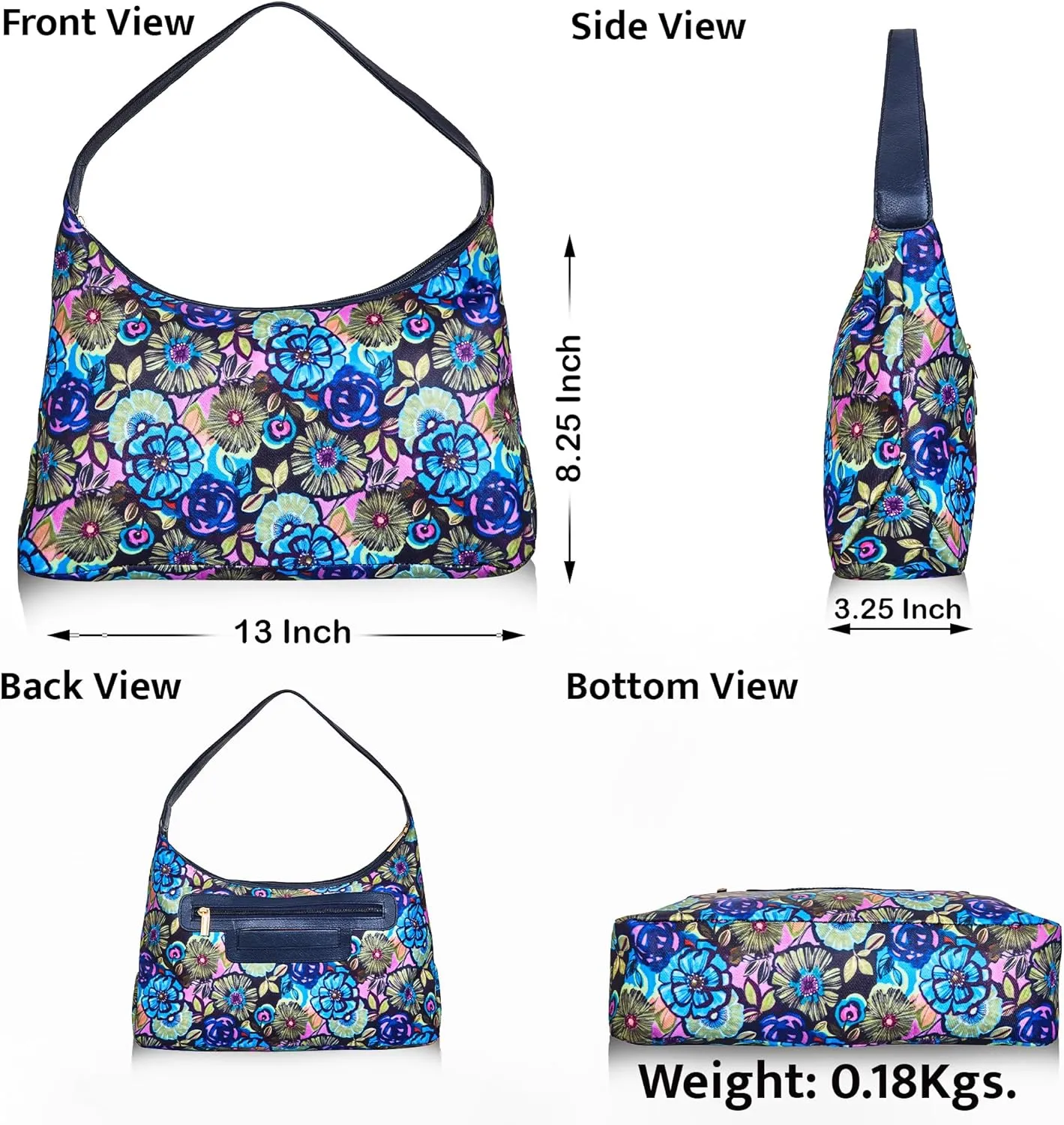 Women's Sling Hobo Bag with Leather Accents