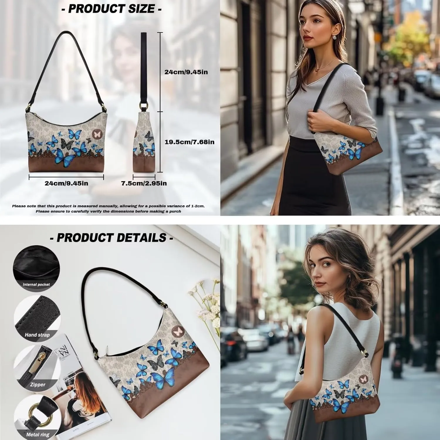 Womens Underarm Purse Top-Handle Shoulder Bag with Wallet Pu Leather Hobo Bag Purse Clutch Handbags