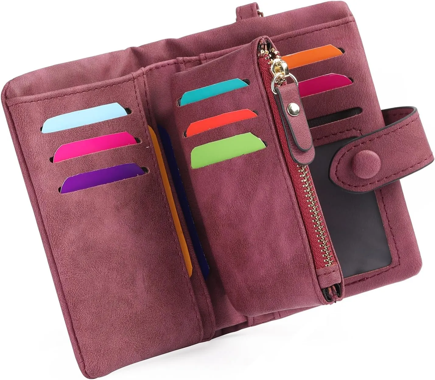 Womens Wallet Small Bifold Leather Wallets Women RFID blocking Ladies Wristlet with Card holder ID window Coin Purse
