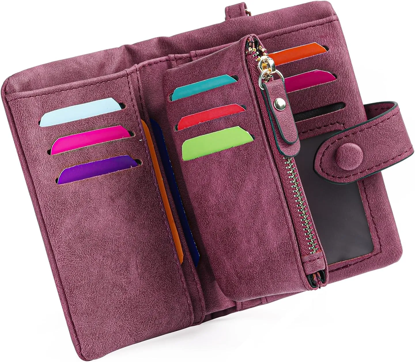 Womens Wallet Small Bifold Leather Wallets Women RFID blocking Ladies Wristlet with Card holder ID window Coin Purse
