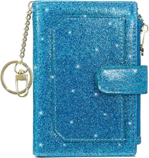 Womens Wallets RFID Small Compact Bifold Leather Card Holder Zip Pocket