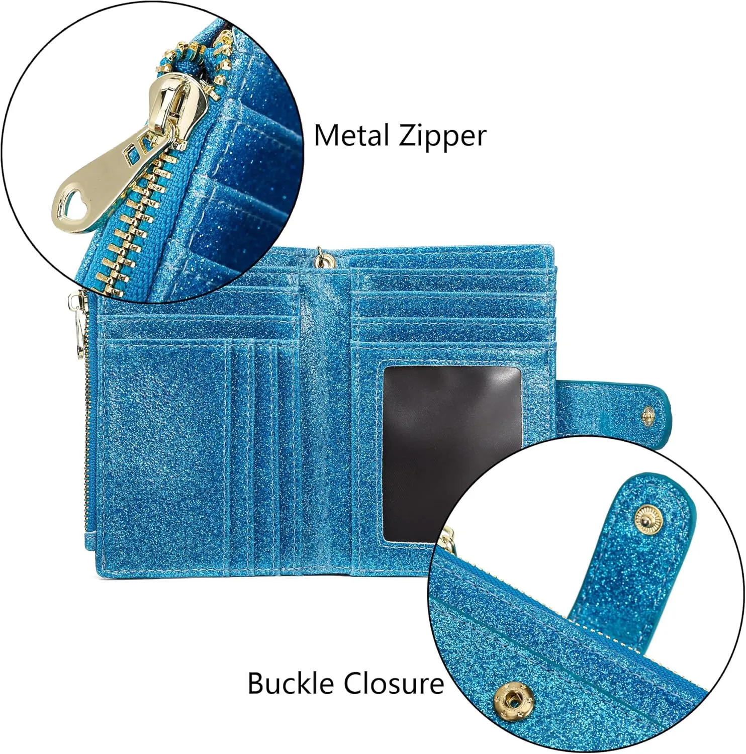 Womens Wallets RFID Small Compact Bifold Leather Card Holder Zip Pocket