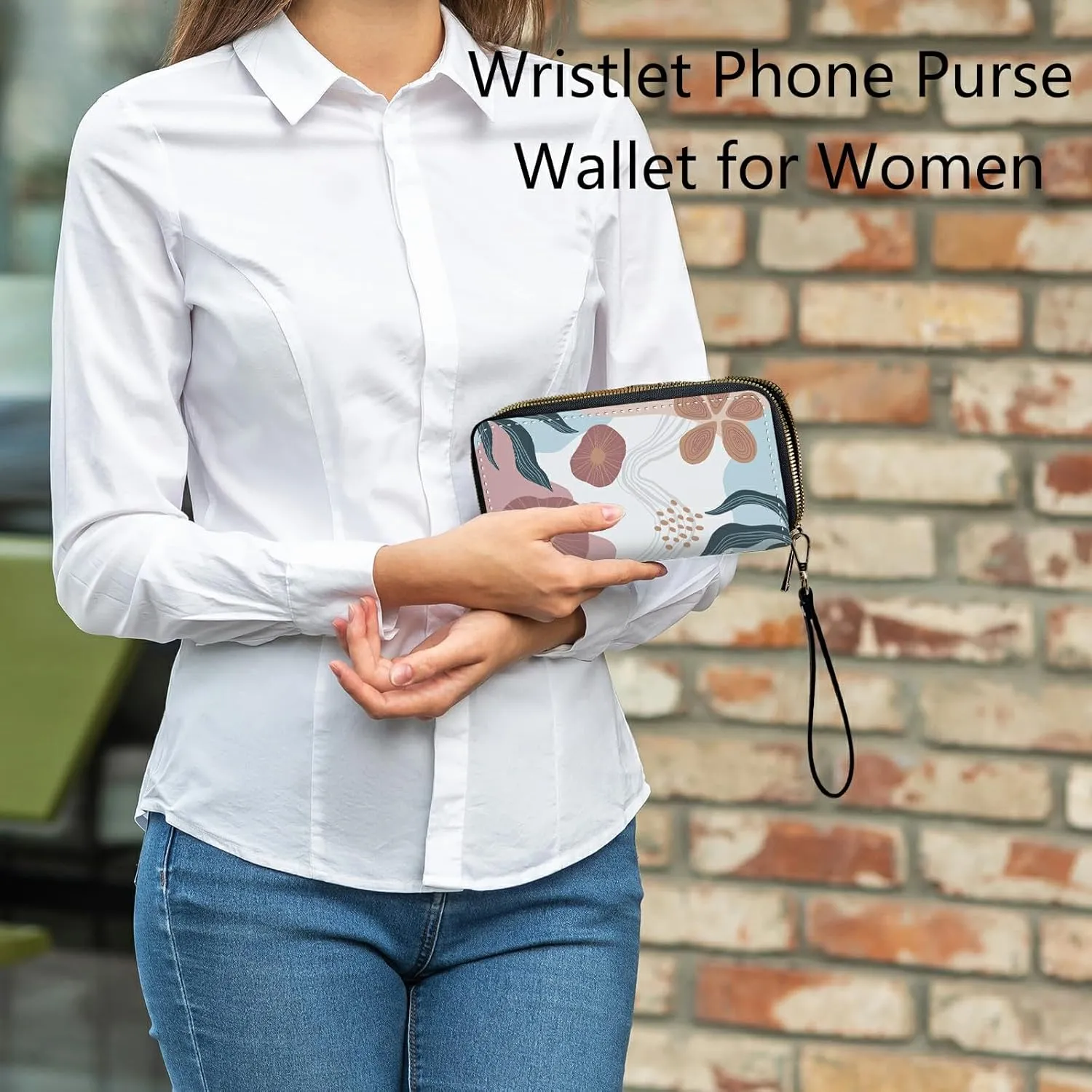 Womens Wristlet Wallets Large Capacity Card Holder Cash Pocket Zip Around