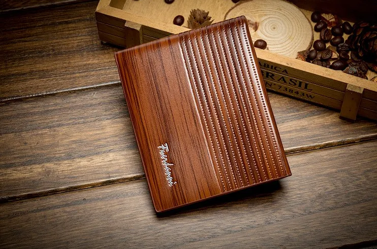 Wooden Stripe PU leather Wallet