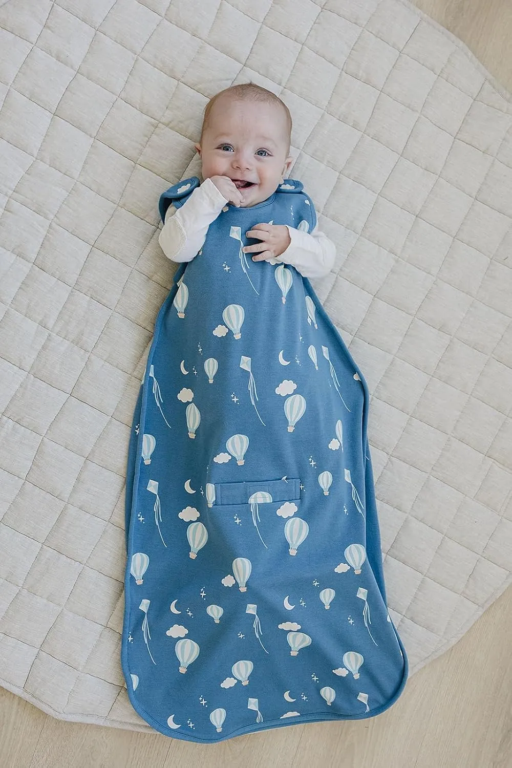 Woolino 4 Season Baby Sleep Sack - Ultimate Baby Sleeping Bag - Merino Wool and Organic Cotton Two-Way Zipper Adjustable Universal Size Sleep Sack (2-24 Months) - Hot Air Balloon