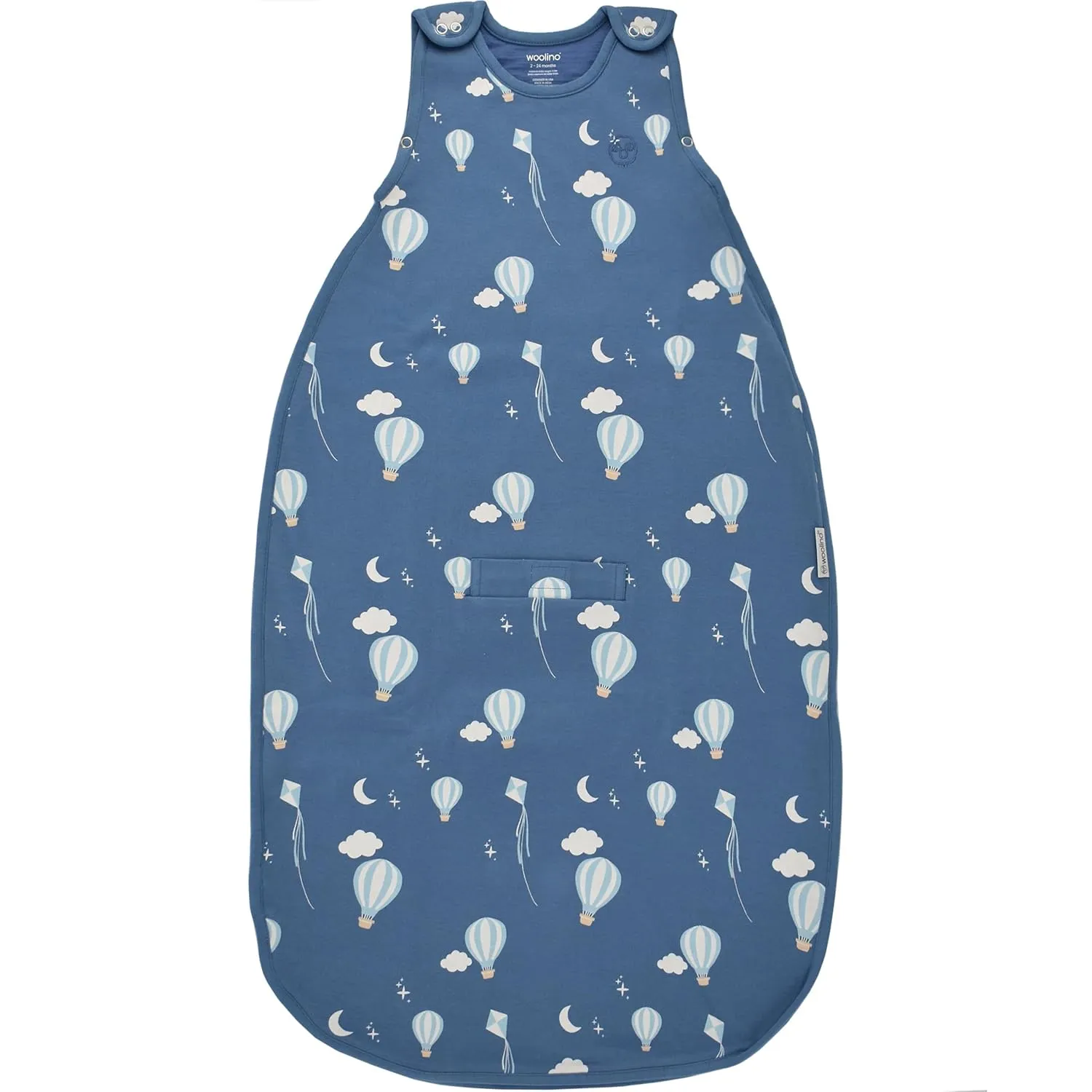 Woolino 4 Season Baby Sleep Sack - Ultimate Baby Sleeping Bag - Merino Wool and Organic Cotton Two-Way Zipper Adjustable Universal Size Sleep Sack (2-24 Months) - Hot Air Balloon
