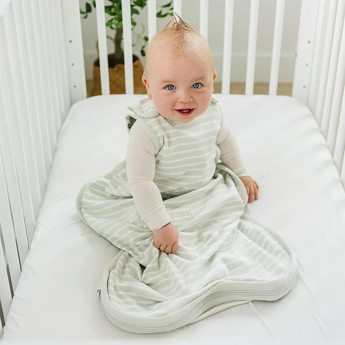 Woolino 4 Season Sleep Sack - Ultimate Merino Wool Sleeping Bag - Two-Way Zipper Adjustable Universal Size Sleep Sack for Baby (2-24 Months) - Birch Gray