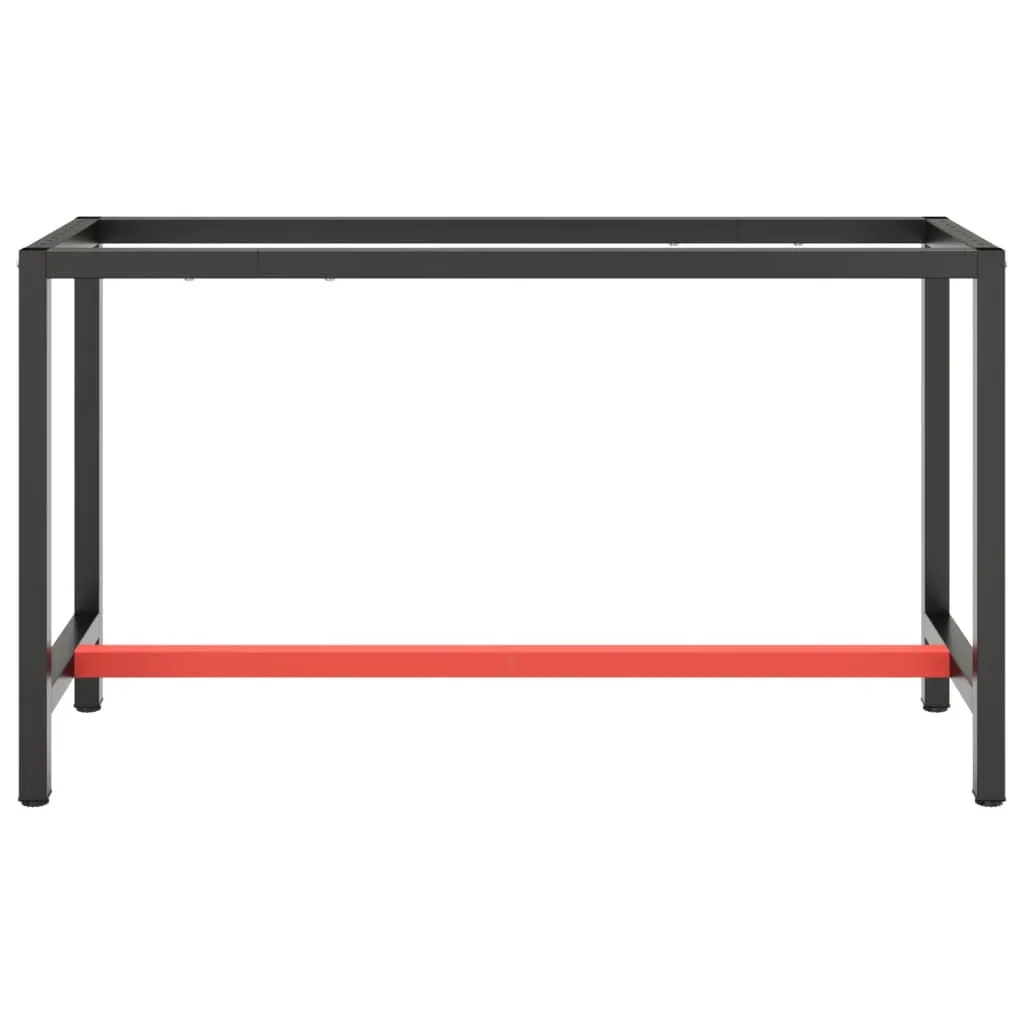 Work Bench Frame Matte Black and Matte Red 55.1"x19.7"x31.1" Metal