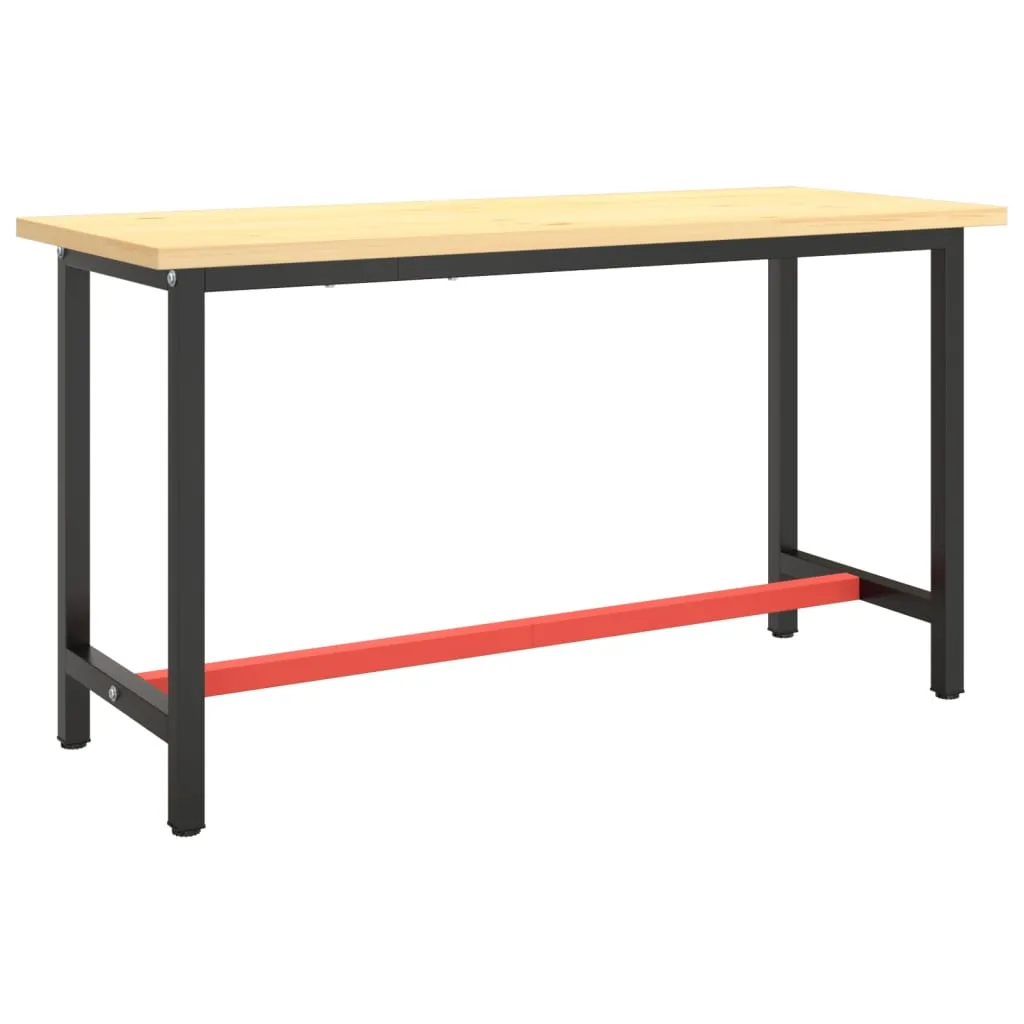 Work Bench Frame Matte Black and Matte Red 55.1"x19.7"x31.1" Metal