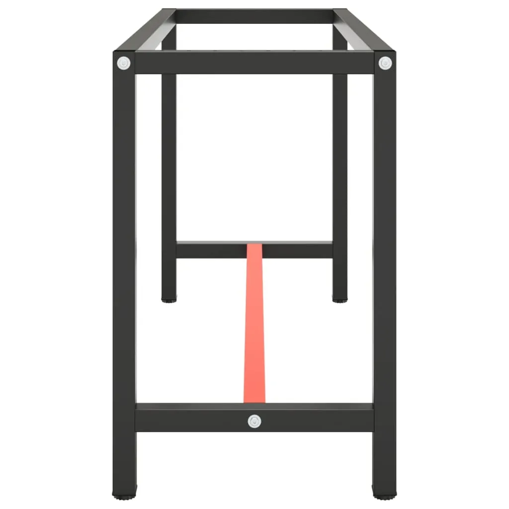 Work Bench Frame Matte Black and Matte Red 55.1"x19.7"x31.1" Metal