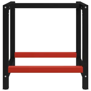 Work Bench Frame Metal 31.5"x22.4"x31.1" Black and Red