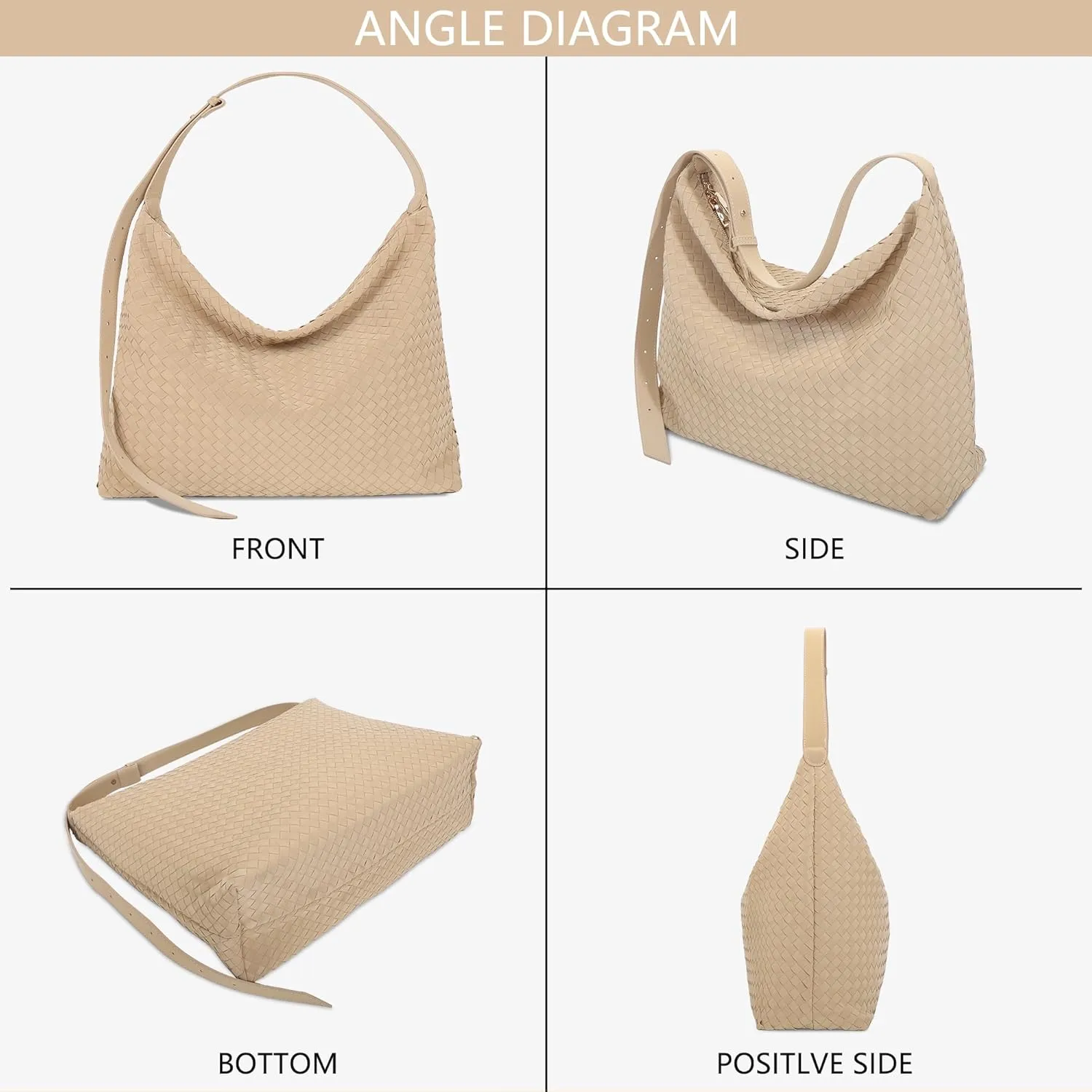 Woven Bag for Women, Vegan Leather Tote Bags Large Hobo Purses for Women Handmade Shoulder Bag with Adjustable Strap