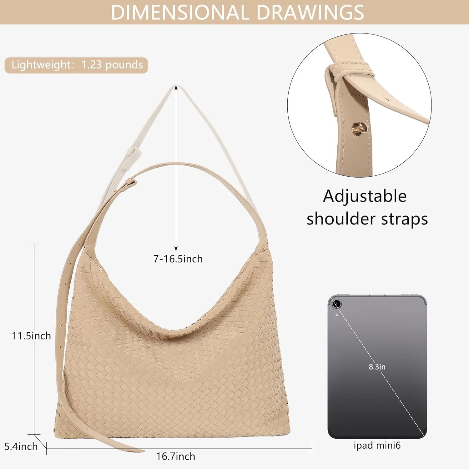 Woven Bag for Women, Vegan Leather Tote Bags Large Hobo Purses for Women Handmade Shoulder Bag with Adjustable Strap