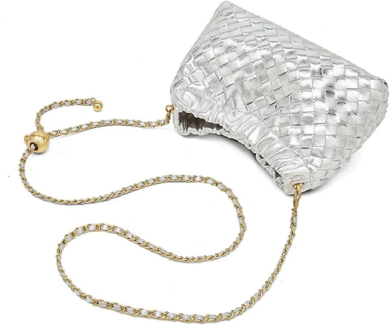 Woven Leather Dumpling Bag Dinner Handbag For Women Purse Hobo Bag Knotted Crossbody Shoulder Square Box Bags