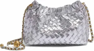 Woven Leather Dumpling Bag Dinner Handbag For Women Purse Hobo Bag Knotted Crossbody Shoulder Square Box Bags