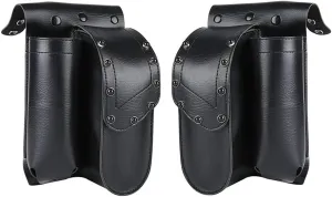 WOWTK Left and Right Side Saddlebag Guard Bag with Water Bottle Holder fits for Harley 1993-2024 Touring Road King Electra Glide Road Glide models equipped with Saddlebag Guards