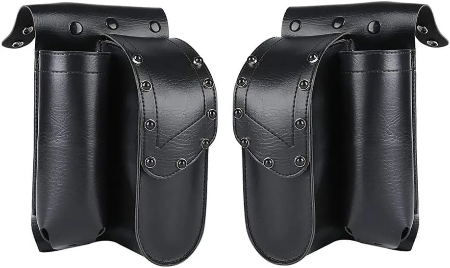WOWTK Left and Right Side Saddlebag Guard Bag with Water Bottle Holder fits for Harley 1993-2024 Touring Road King Electra Glide Road Glide models equipped with Saddlebag Guards