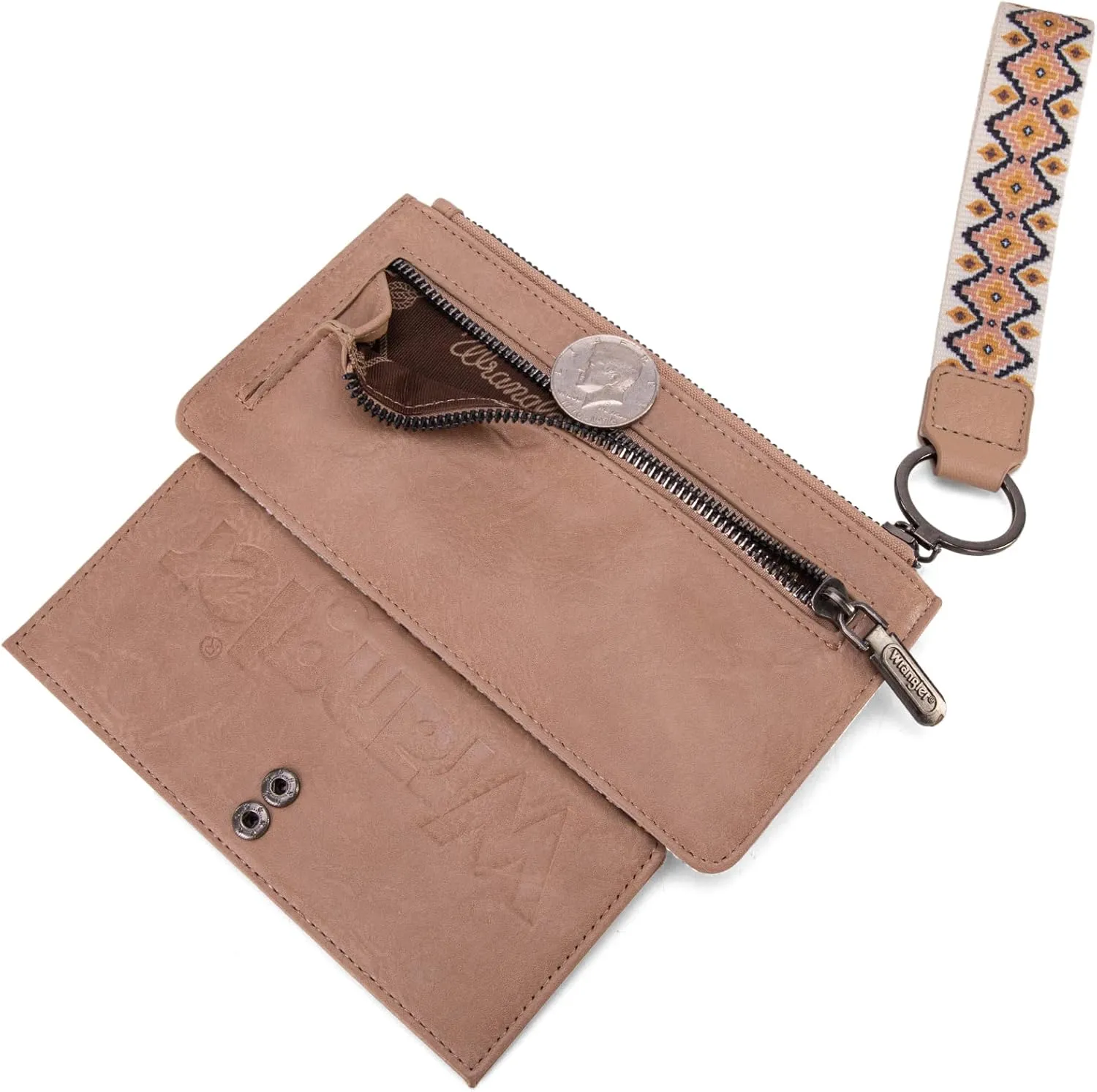 Wrangler Wallet Purse for Women Aztec Clutch Wristlet Wallet with Boho Credit Card Holder