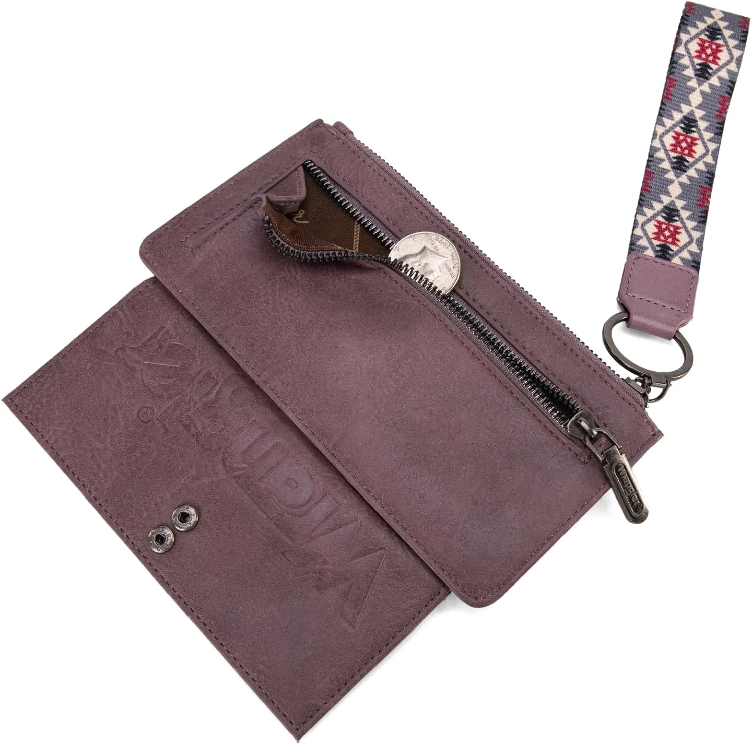 Wrangler Wallet Purse for Women Aztec Clutch Wristlet Wallet with Boho Credit Card Holder