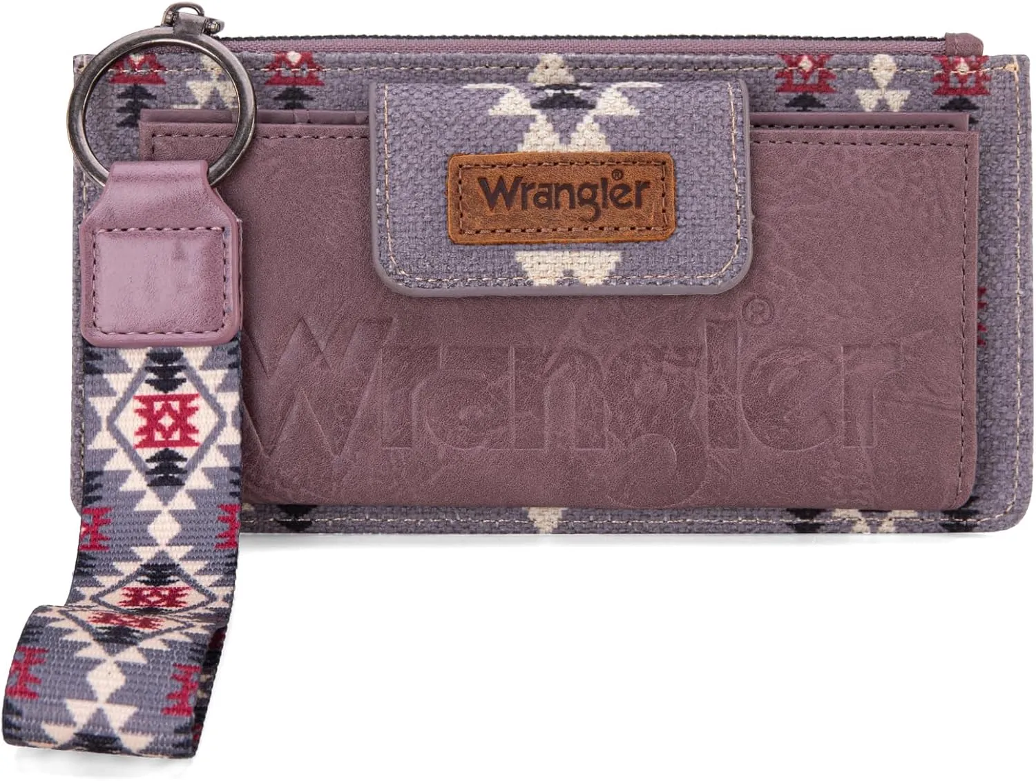 Wrangler Wallet Purse for Women Aztec Clutch Wristlet Wallet with Boho Credit Card Holder