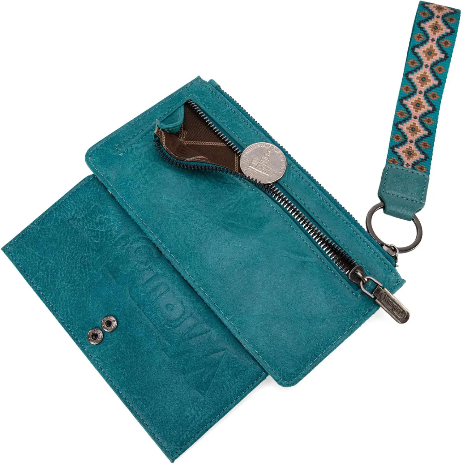 Wrangler Wallet Purse for Women Aztec Clutch Wristlet Wallet with Boho Credit Card Holder