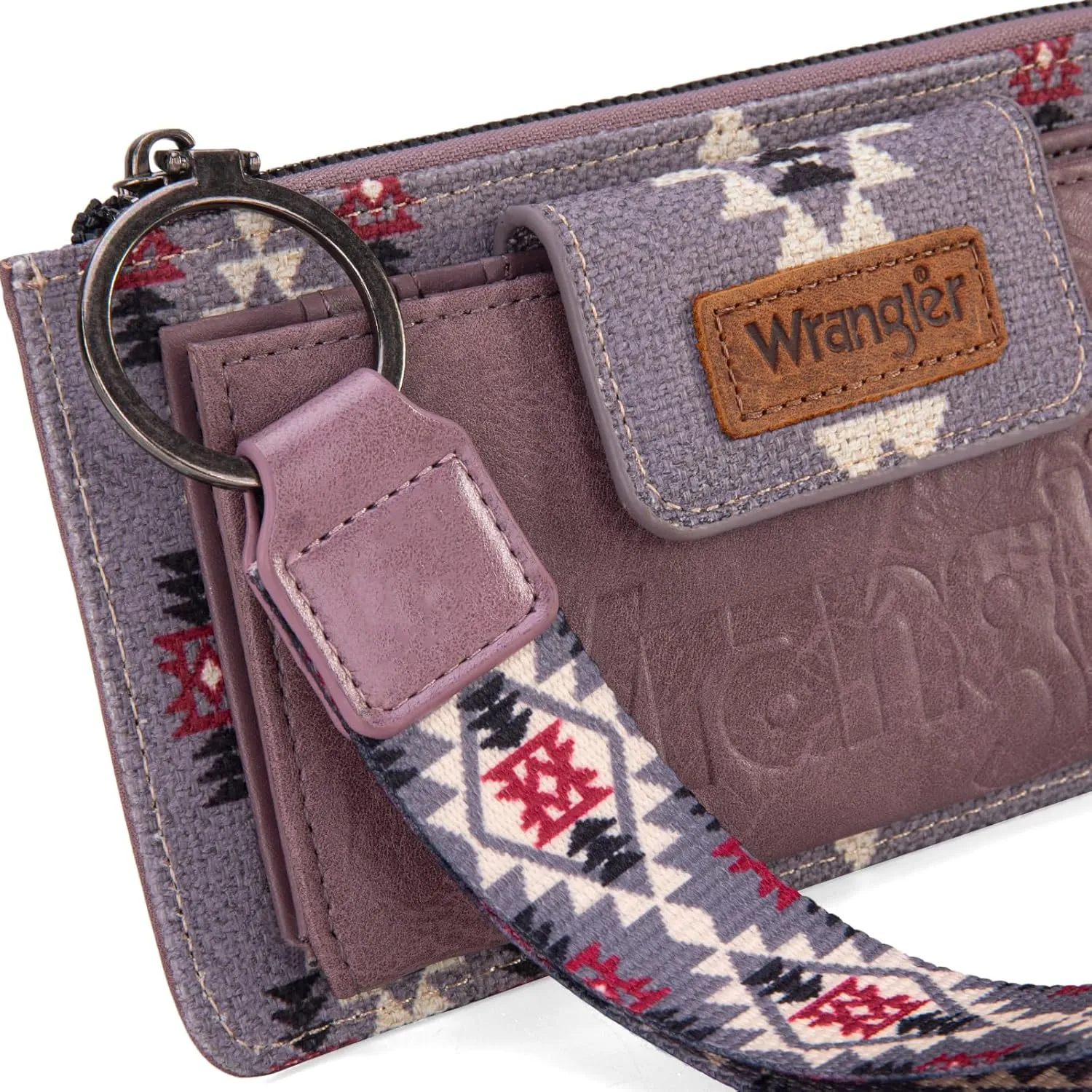 Wrangler Wallet Purse for Women Aztec Clutch Wristlet Wallet with Boho Credit Card Holder
