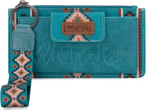 Wrangler Wallet Purse for Women Aztec Clutch Wristlet Wallet with Boho Credit Card Holder