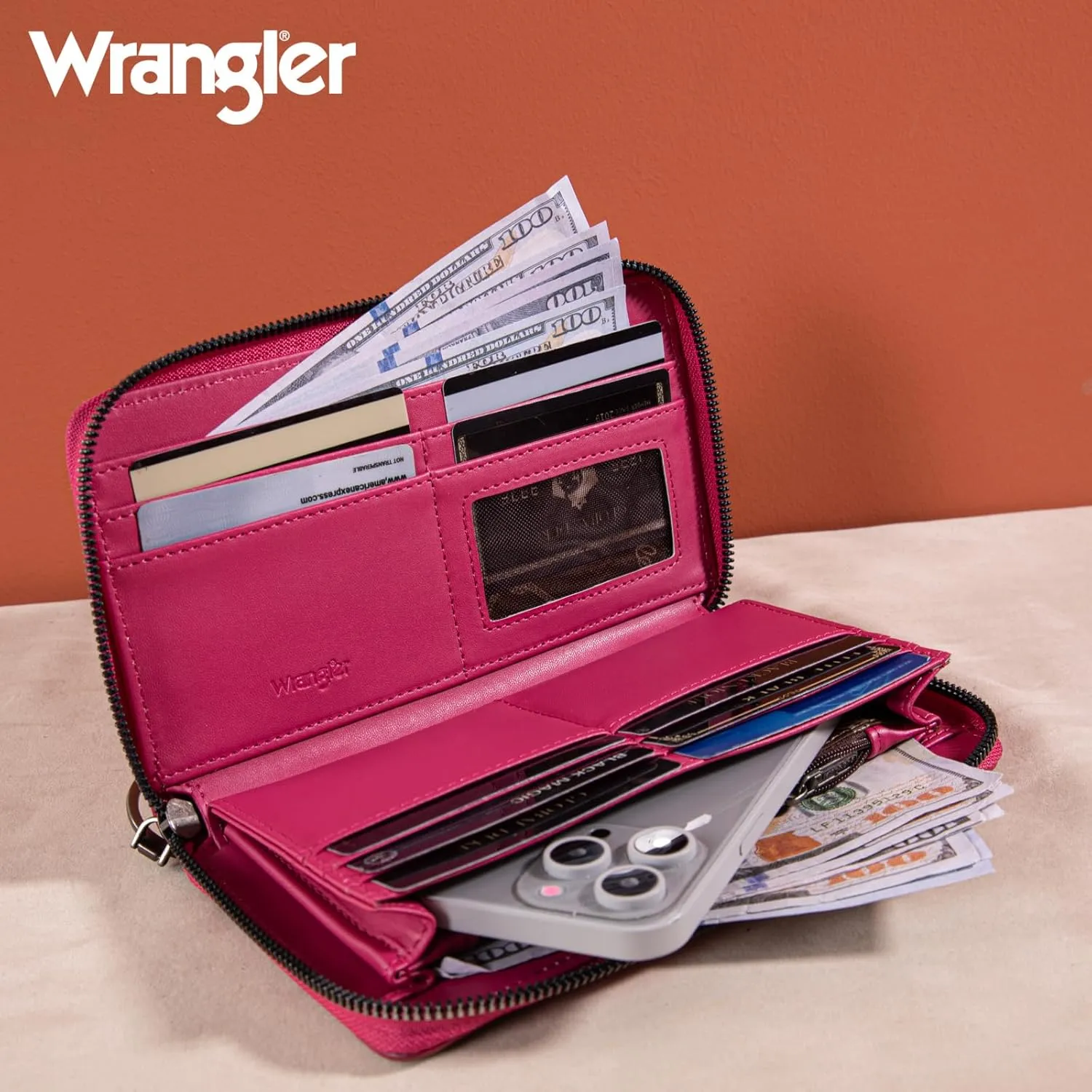 Wrangler Womens Wallet Wristlet Long Purse Designer Clutch Large Capacity Credit Card Holder for Women