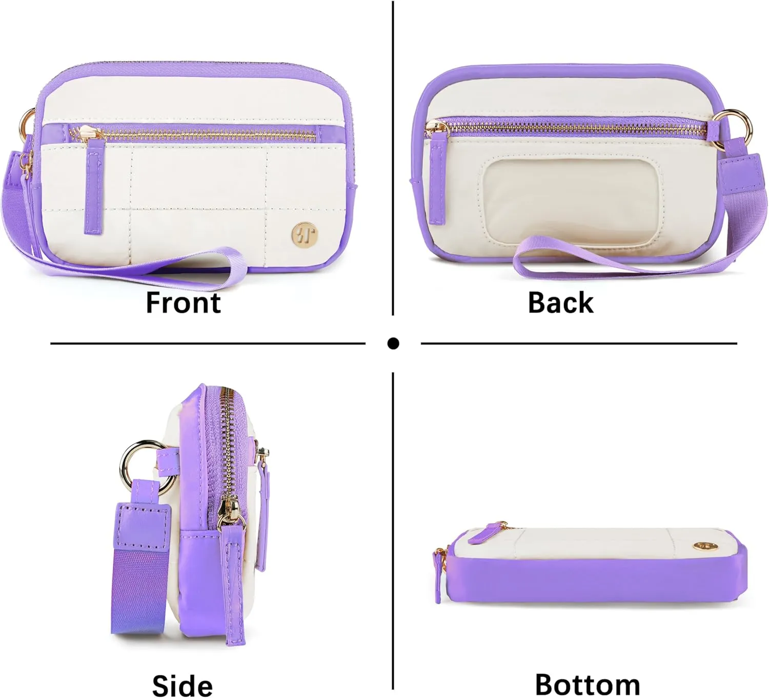 Wristlet Wallets for Women Nylon Quilted Wallet with 3 Zipper Purse for Travel Credit Card Holder Phone Organizer