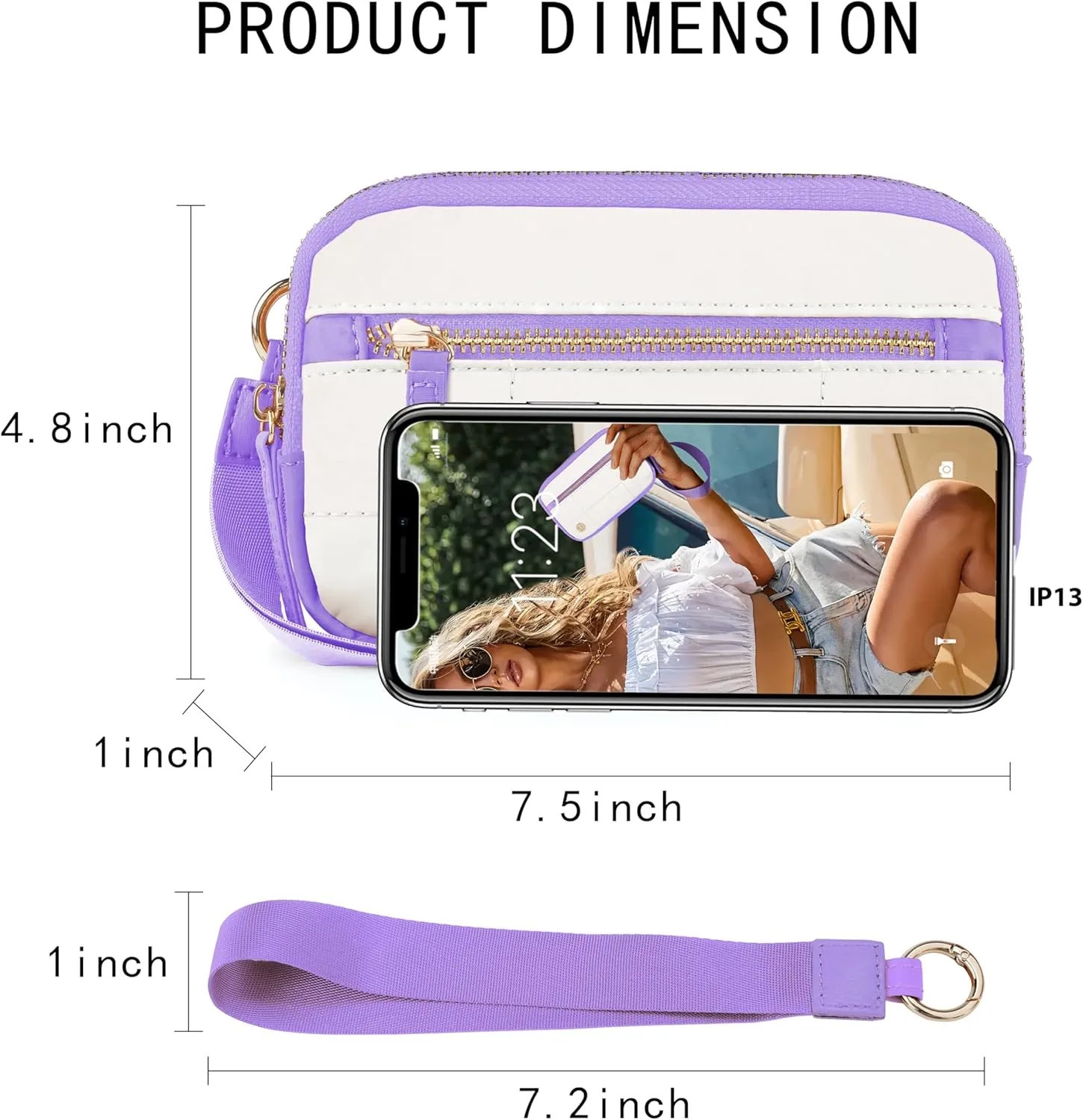 Wristlet Wallets for Women Nylon Quilted Wallet with 3 Zipper Purse for Travel Credit Card Holder Phone Organizer