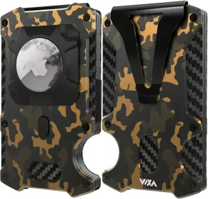 WXM Wallet for Men with AirTag Holder Credit slim Front Pocket Real Carbon Fiber RFID Blocking Minimalist Mens Gift (Airtag Wallet Camouflage)