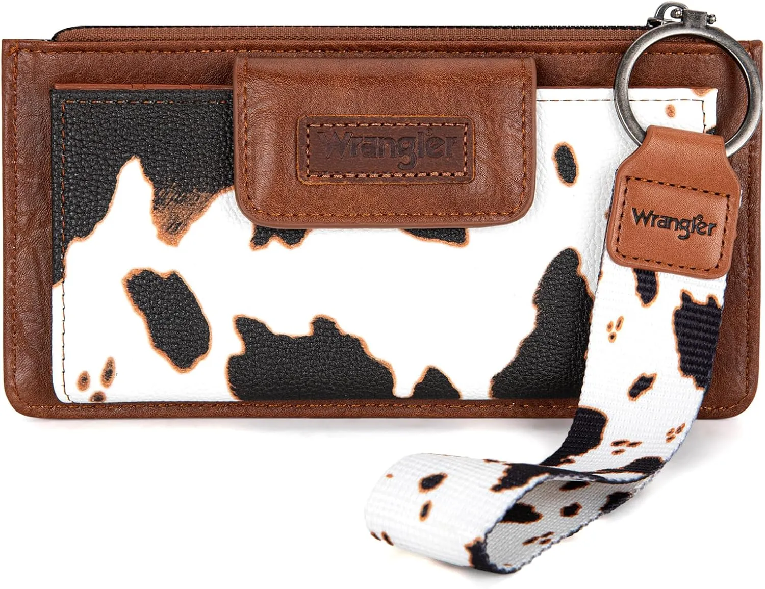 X Wrangler Cow Print Wallet for Women Ladies Female Card Cases & Money Organizers Wristlet with Wallet Large Clutch with Coin Purse Smooth Zipper and Rfid Lining