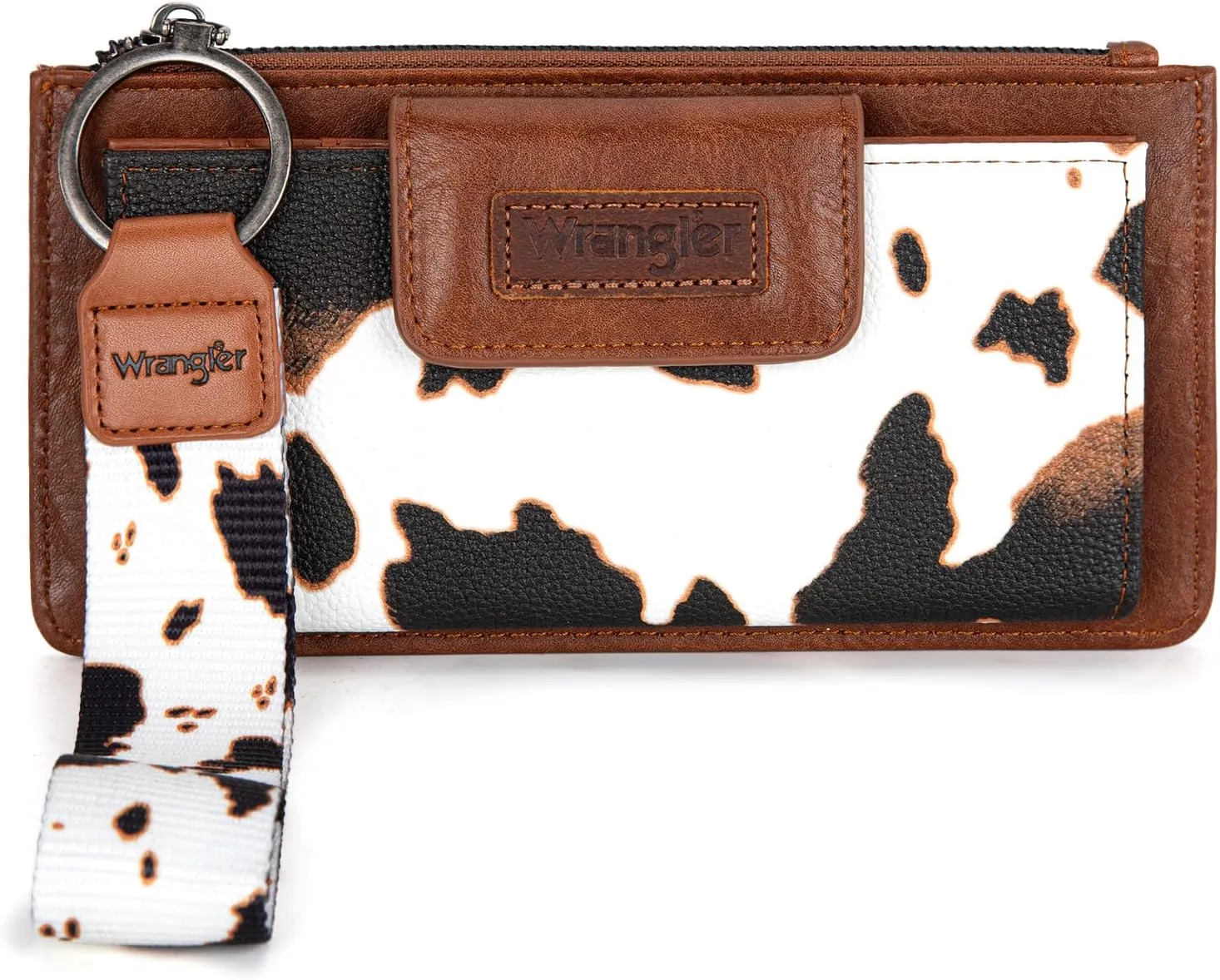 X Wrangler Cow Print Wallet for Women Ladies Female Card Cases & Money Organizers Wristlet with Wallet Large Clutch with Coin Purse Smooth Zipper and Rfid Lining