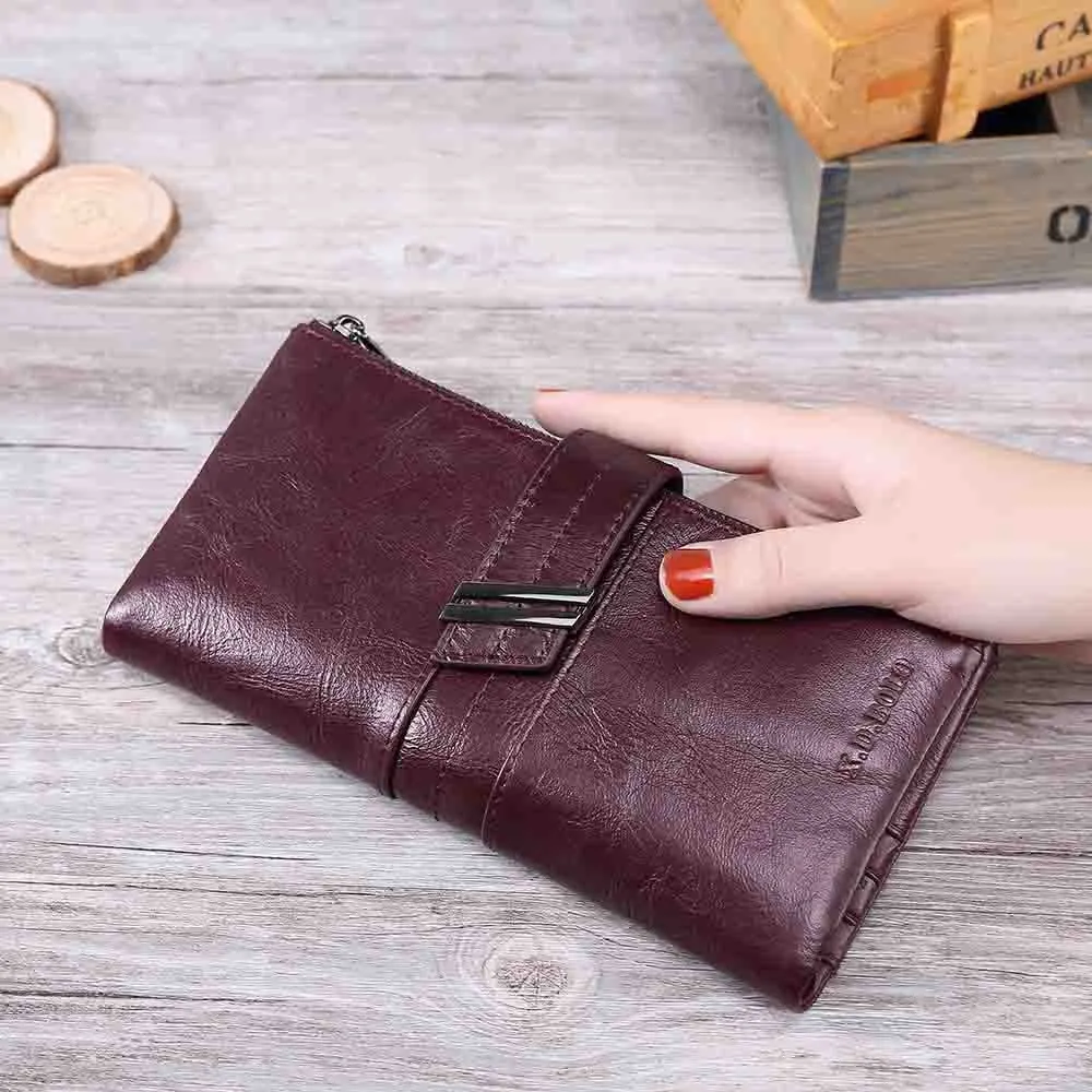 X.D.BOLO Women's Genuine Leather Long Clutch Purse