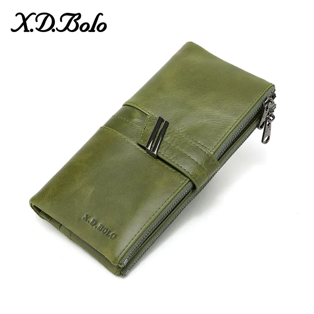 X.D.BOLO Women's Genuine Leather Long Clutch Purse