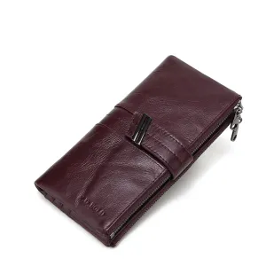 X.D.BOLO Women's Genuine Leather Long Clutch Purse