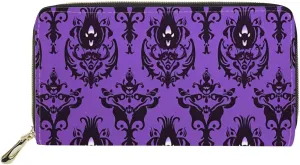 Xhuibop Halloween Haunted Mansion Wallet Clutch Purses for Women Holiday Gifts Long Wallets Zipper Around for Teen Girls Travel Money Bag Cash Storage Card Holder Coin Pocket
